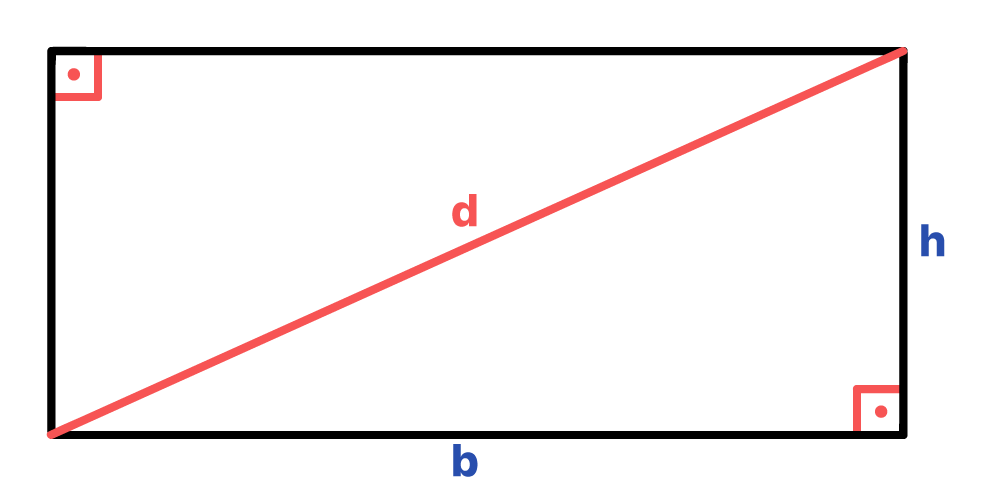 diagonal do retângulo apresentada com destaque no retângulo