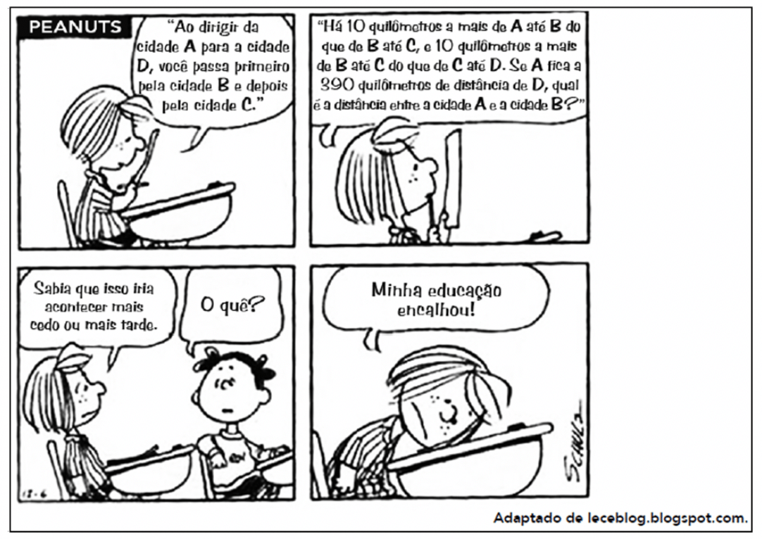 história em quadrinhos apresentando o contexto do exercício de progressão aritmética