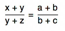 x+y/y+z=a+b/b+c