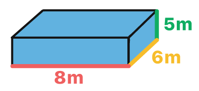paralelepípedo com as dimensões 8 6 e 5 ilustradas