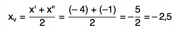 média aritmética entre -4 e -1 que resulta em -2,5