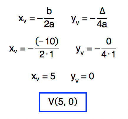 as coordenadas xv e yv da função f(x) = xˆ2 – 10x + 25 são 5 e 0