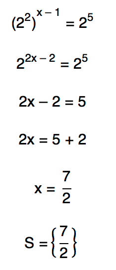 (2ˆ2)ˆ(x-1) = 2ˆ5 resulta em x=7/2