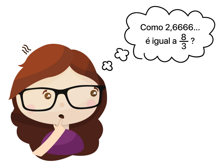 Aluna está pensando: Como 2,6666... é igual a 8/3?