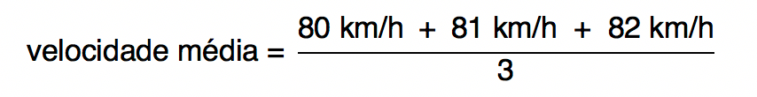cálculo da media das velocidades 80, 81 e 82 km/h