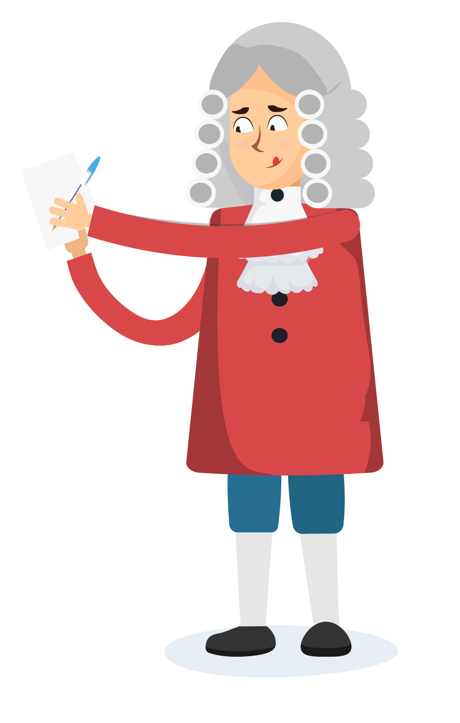 Newton pensativo resolvendo um exercício.