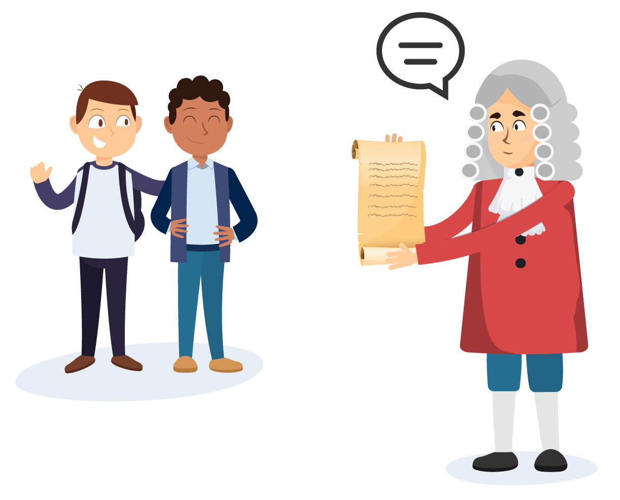 Newton enunciando a Lei de Ação e Reação.