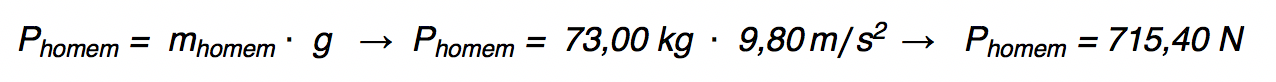 Calculando o peso de um homem.