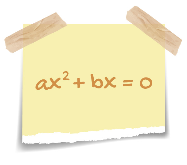 ax^2 + bx = 0 descrita em um post it
