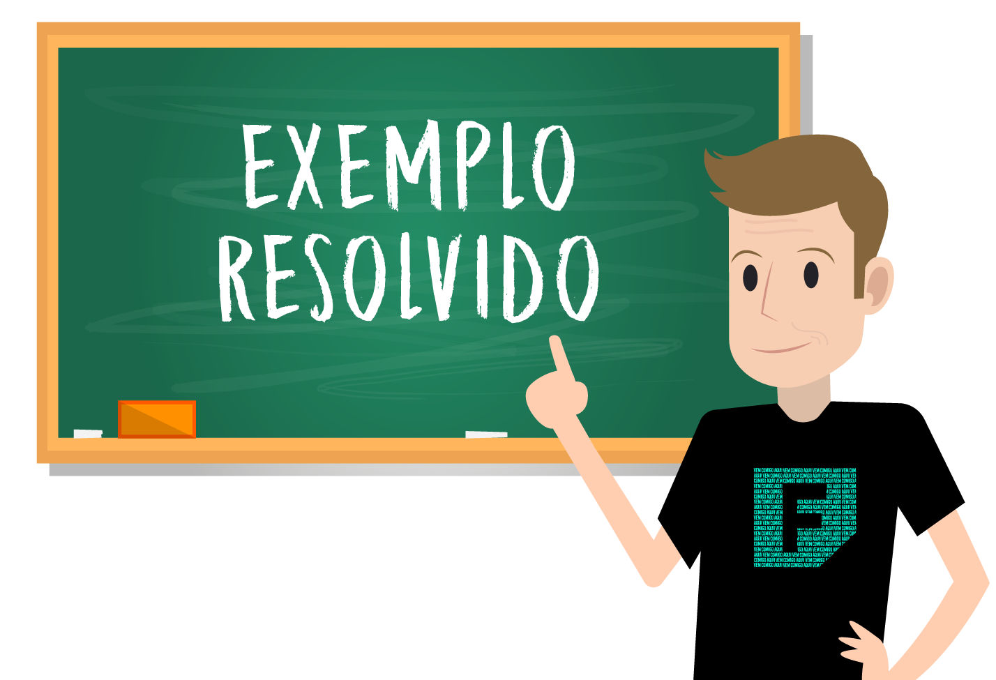 Ferretto aponta para o quadro onde irá resolver alguns módulos de números e expressões