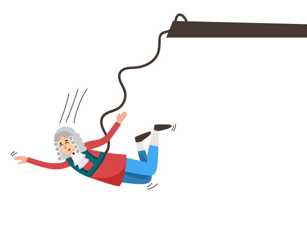 Newton pulando de bungee jumping