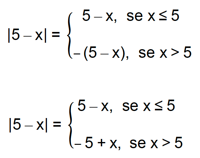 |5 - x| = 5 - x se x 5