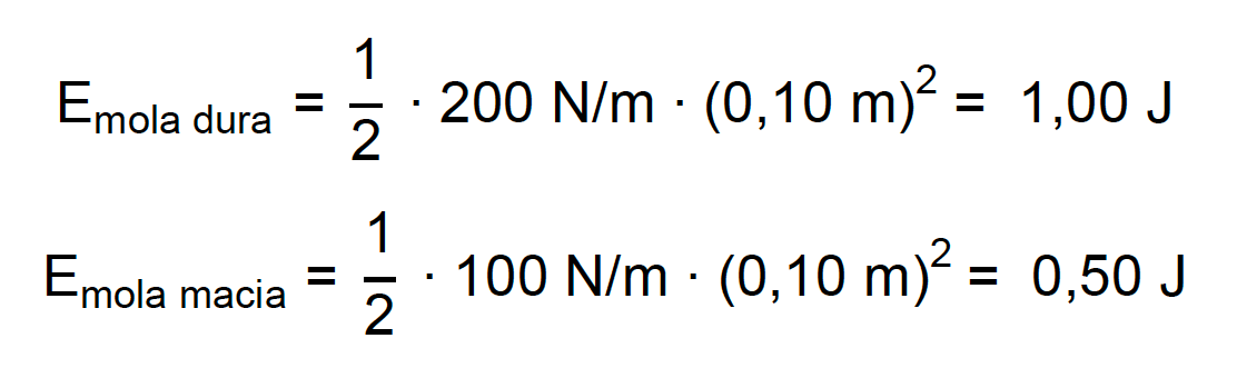 Cálculo da energia potencial de duas molas com constantes elásticas diferentes