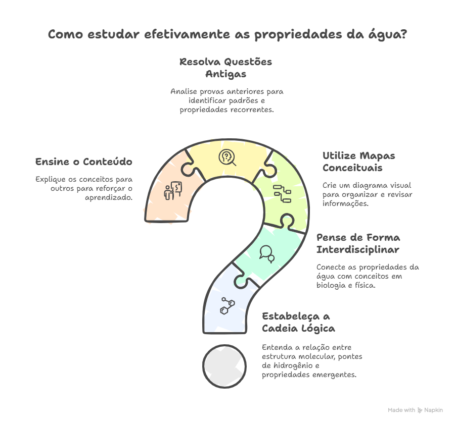 Diagrama de como estuar as propriedades da água através de um método estruturado.
