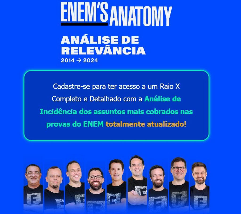 Banner do Enem's Anatomy do Professor Ferretto, análise completa dos assuntos cobrados pelo Enem.